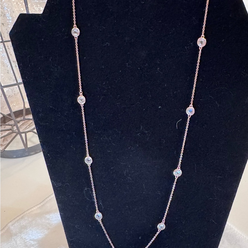 .925 Rose Gold plated Necklace with Crystal Accents - Picture 11 of 14